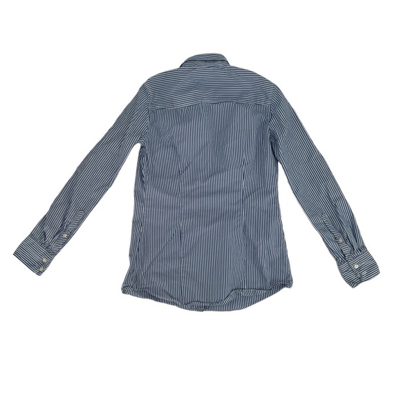 J Crew Haberdashery Blue White Striped Long Sleeve Shirt Size XXS Women's - Picture 3 of 5